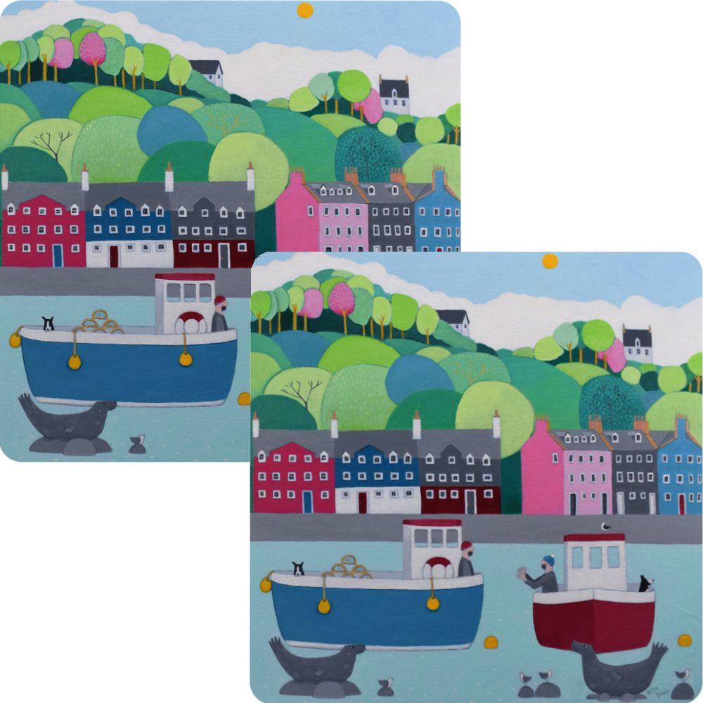 "The One That Got Away" Set of 2 Colourful Coastal Placemats
