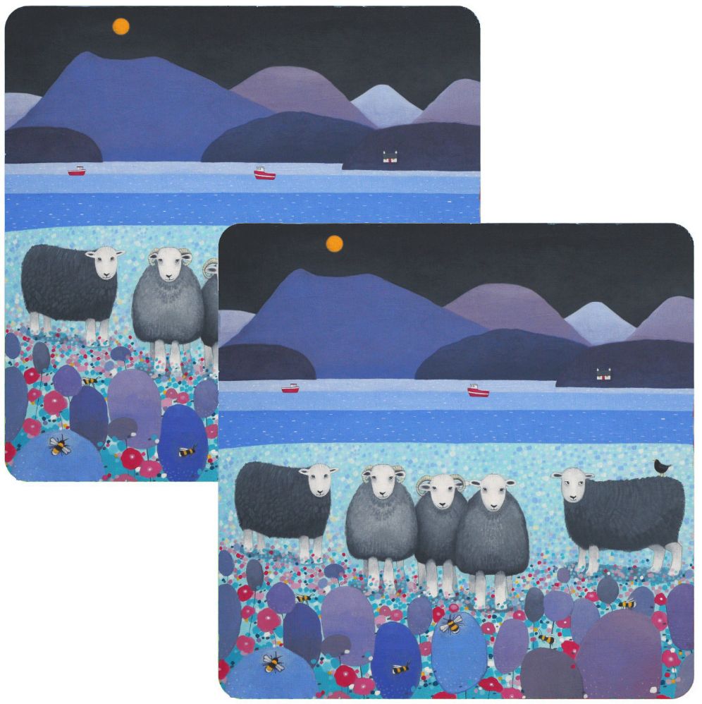 "Contemplation" Set of 2 Colourful Herdwick Sheep Placemats