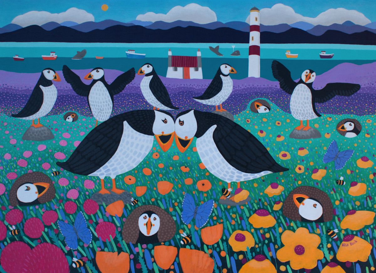 Puffinry painting of puffins