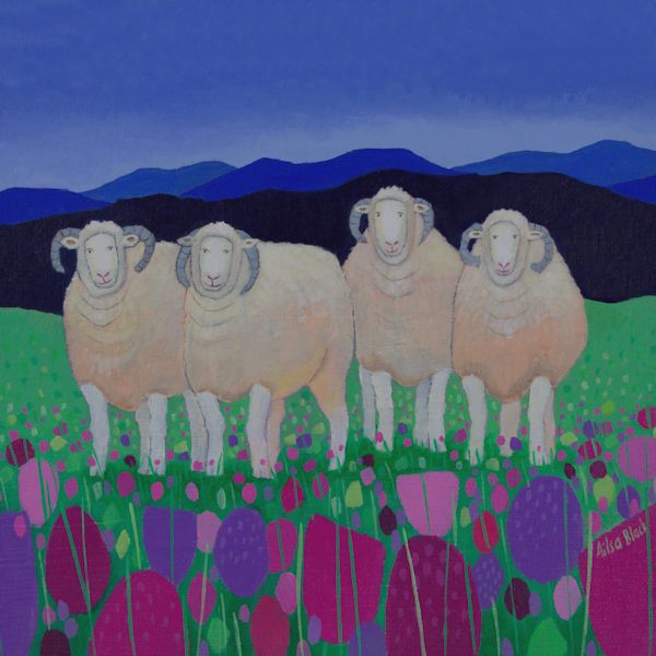 A painting of sheep by a Scottish Artist