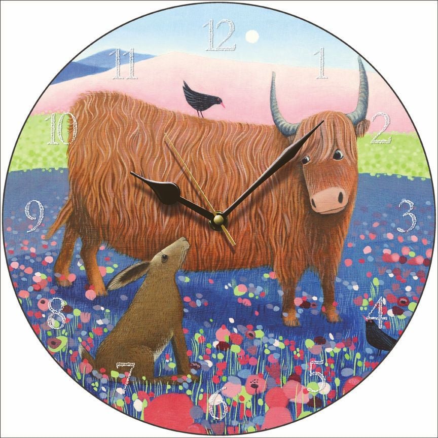 "Hearty Hare" Highland Cow Decorative Picture Clock