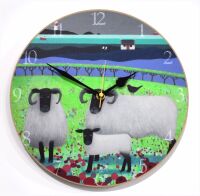 "Highland Fleecies" Black Faced Sheep Clock