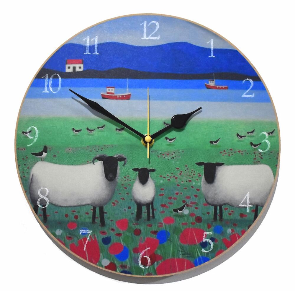 "Woollit Wanderers" Black faced sheep round clock