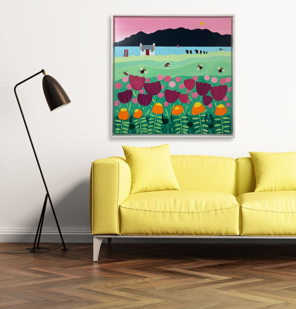 Rhapsody in Pink - Large Belted Galloway Painting