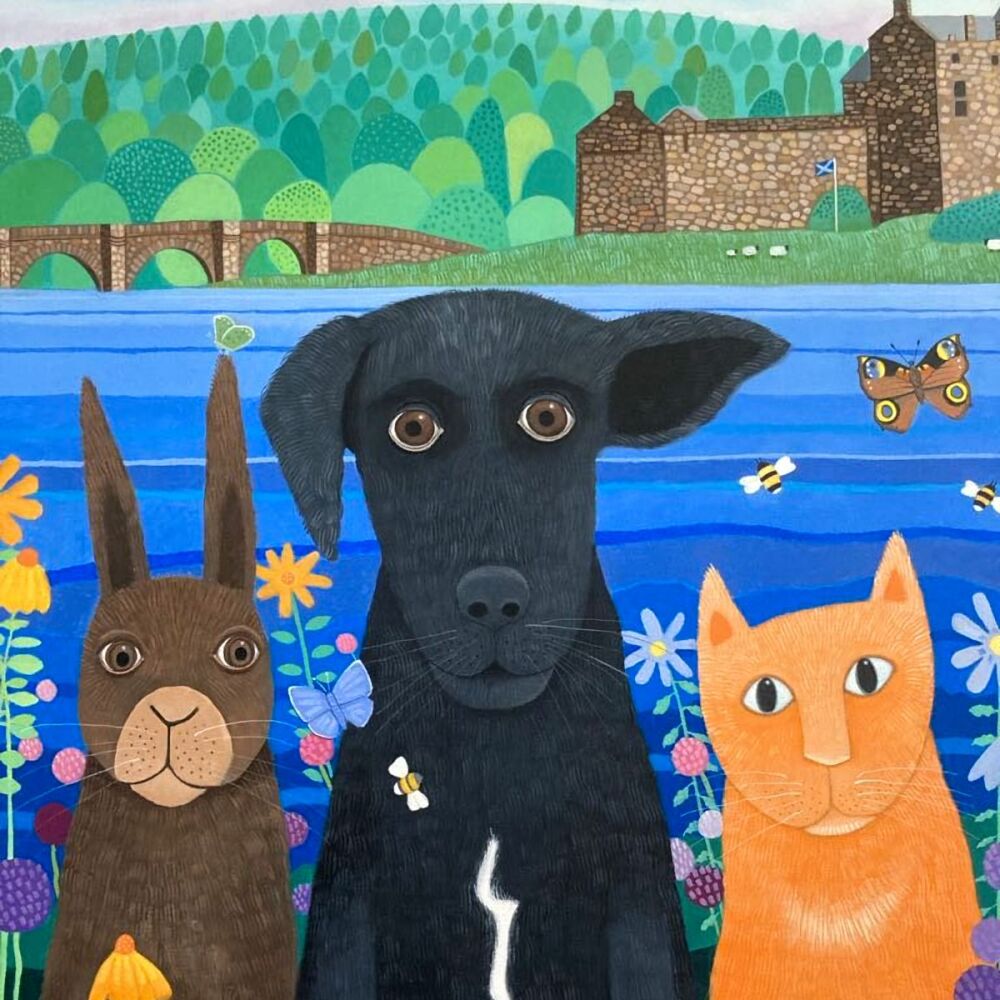 Friends at Eileen Donan Castle - an original painting for sale