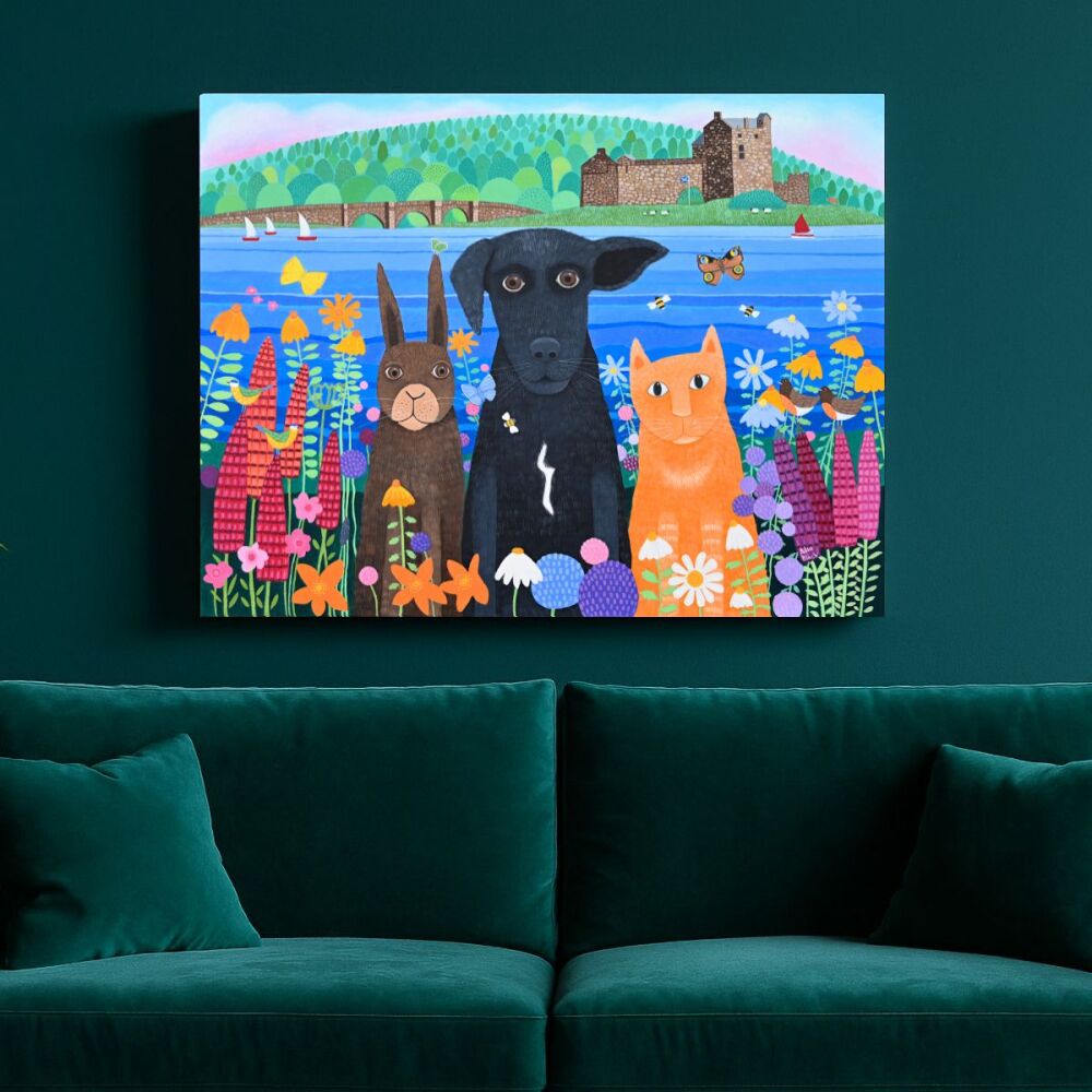 Friends at Eileen Donan Castle - an original painting for sale