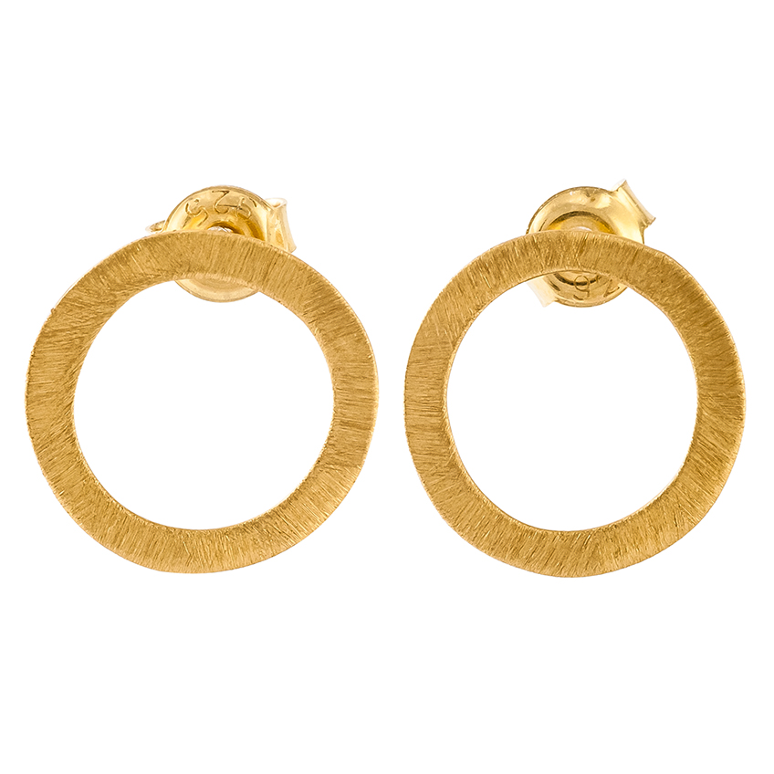 Single Circle Gold Plated Stud Earrings