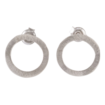 Single Circle Silver Stud Earrings