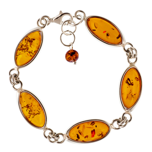 Marquise Baltic Cognac Amber 5 Stones Bracelet