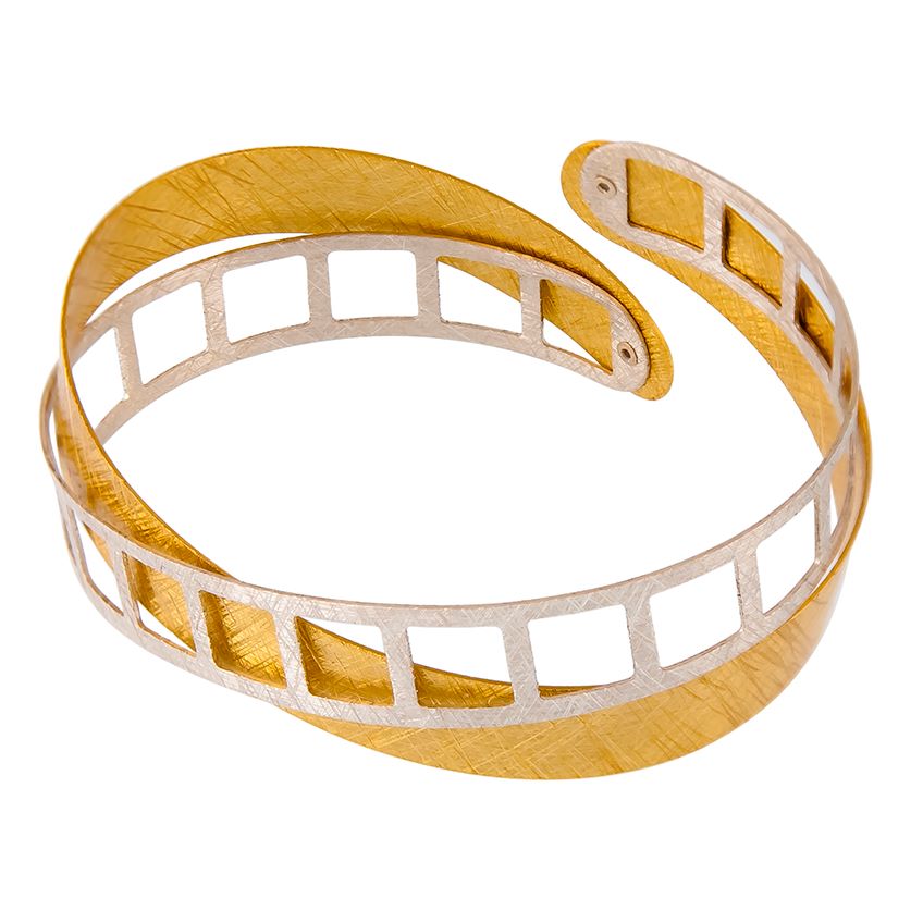 Textured Goldplated Silver Cuff Bangle