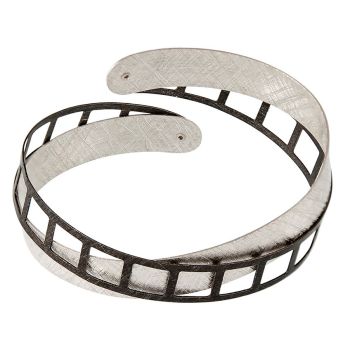 Textured and Oxdised Sterling Silver Bangle