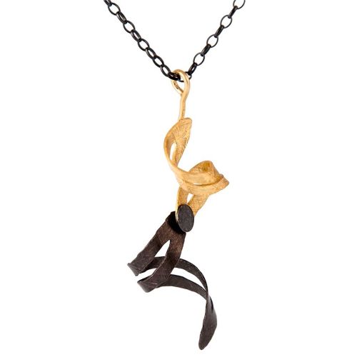 Matt Goldplated Silver and Oxidised Sivler Spiral Pendant