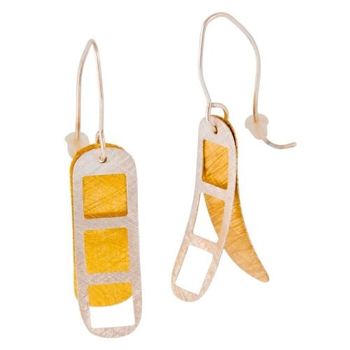 Textured Goldplated Silver & Openwork Silver Earrings
