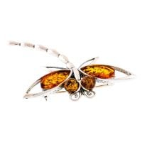 Cognac Amber Dragonfly Brooch