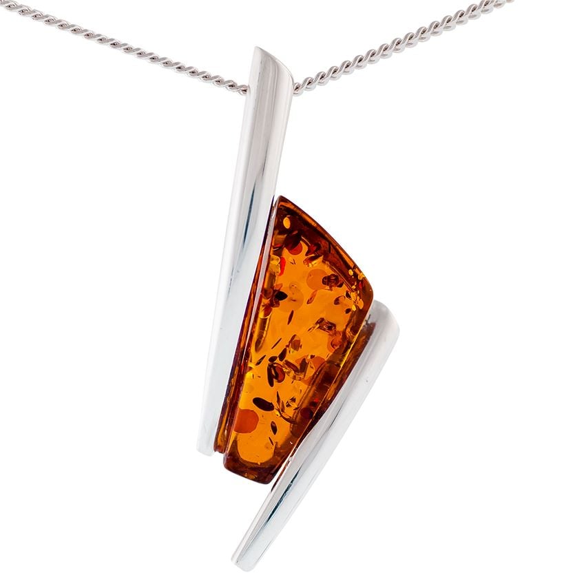 Cognac Amber Art Deco inspired Pendant