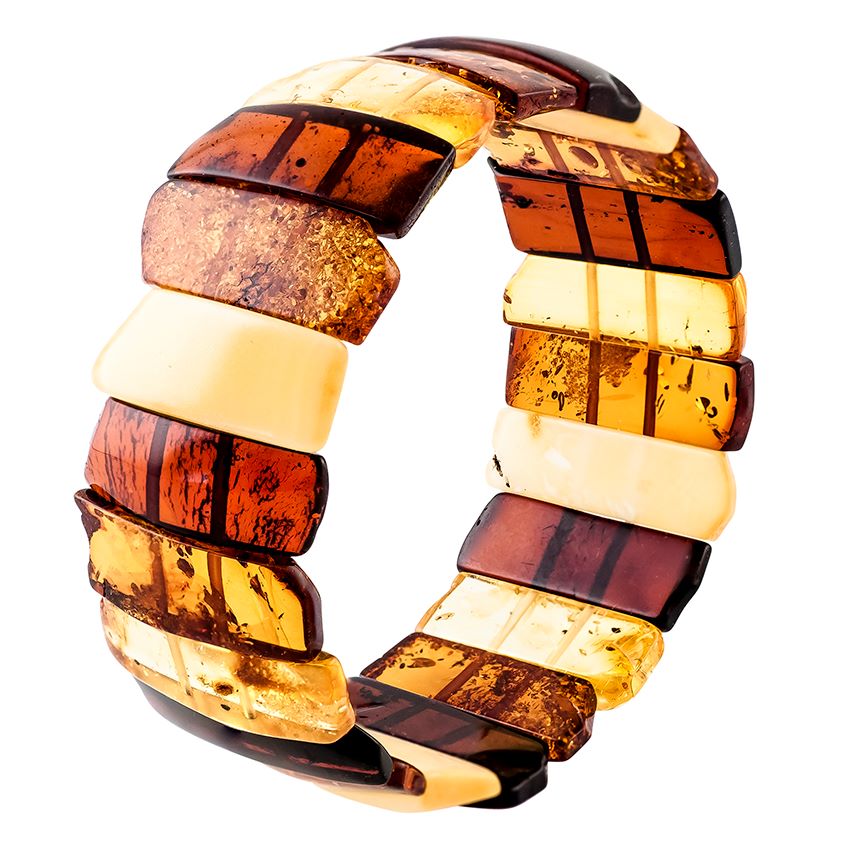 Multicolour amber stretch cuff bangle