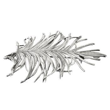Natural Feather Silver Plated Brooch