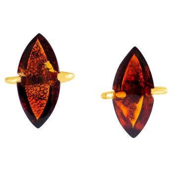 F016-Marquise Amber Gold Earrings