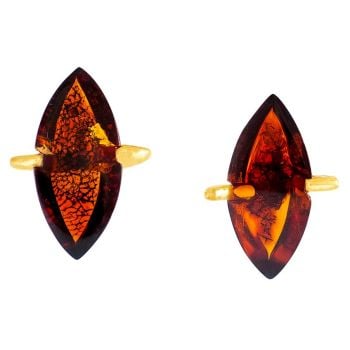 F016-Marquise Amber Gold Earrings