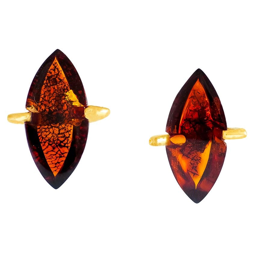 Marquise Amber Gold Earrings
