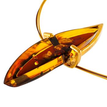 M010-Marquise Amber Goldplated Necklace.