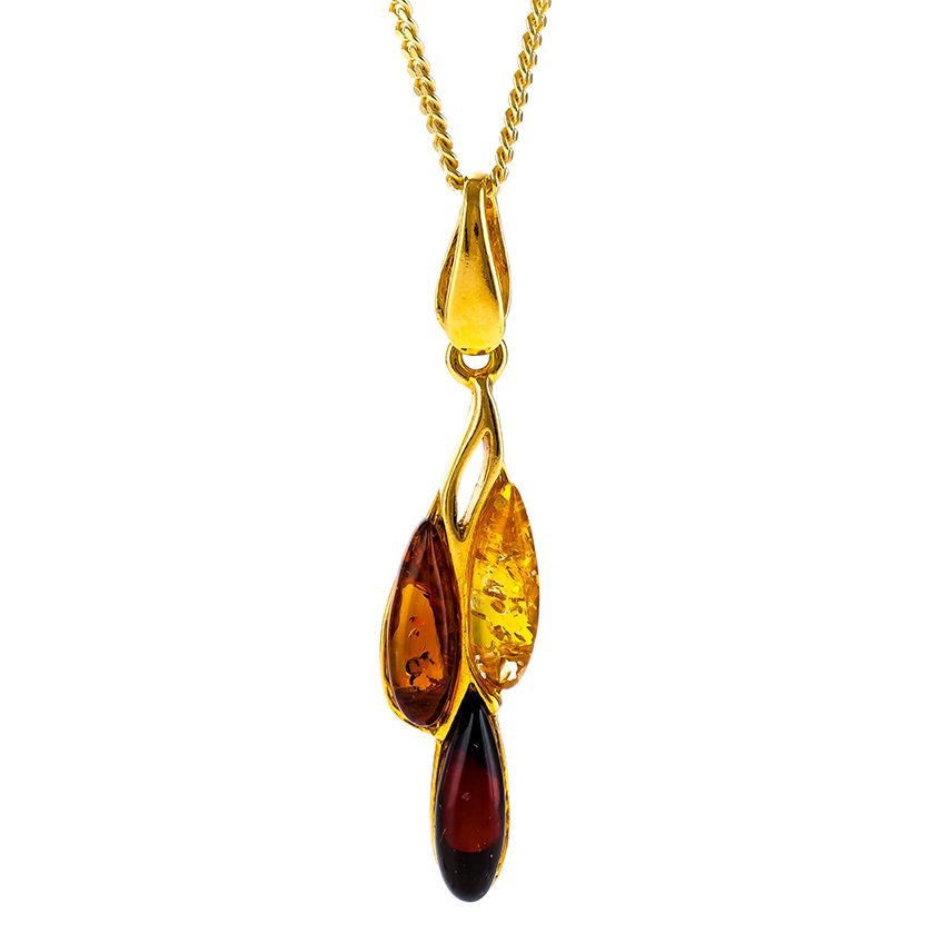 Gold Plated Silver Amber Pendant