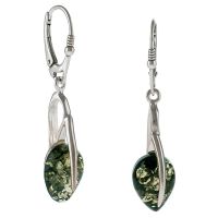 E063-405 Green Tear shape Amber Drop Earrings