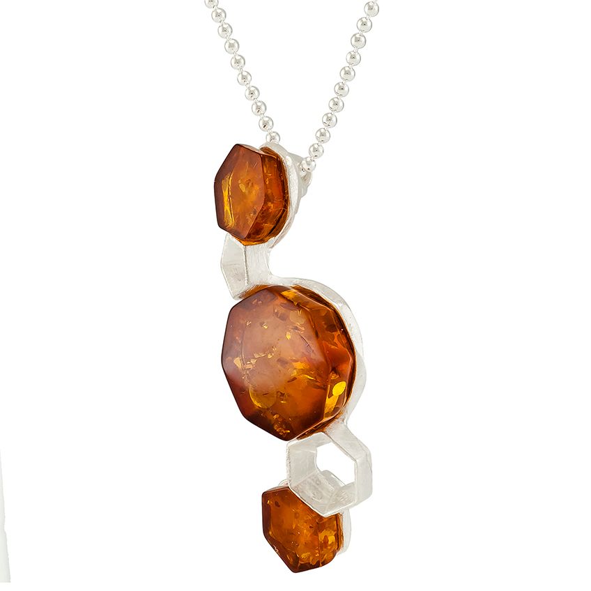 Cognac Amber Matt Sterling Pendant