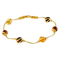 D022-Multicolour Amber and Gold Plated 6 stone Bracelet
