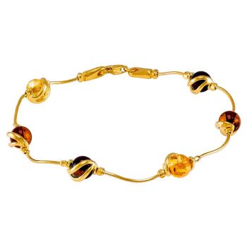 D022-Multicolour Amber and Gold Plated 6 stone Bracelet