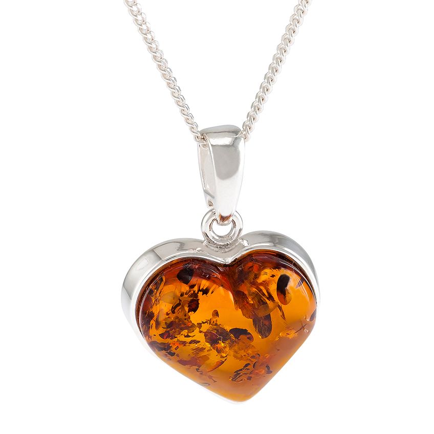 Cognac Amber Heart Pendant