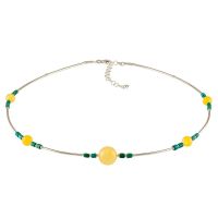 N025-Amber, Turquoise and Silver Collar