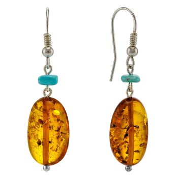 E071-Cognac Baltic Amber drop earrings