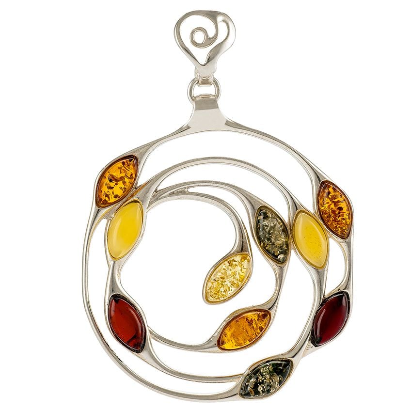 Multicolour Amber Medallion pendant