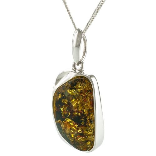 Green Baltic Amber Unique Pendant