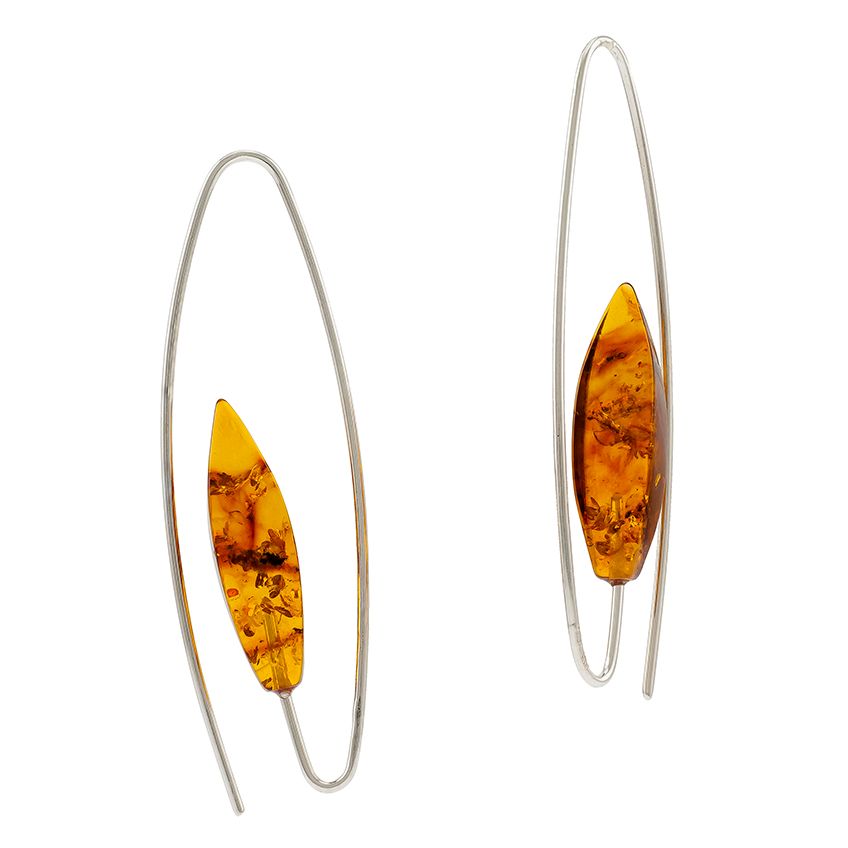Cognac Baltic Amber Silver earrings