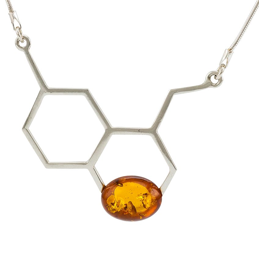 M013-Asymmetric silver collarl oval Amber