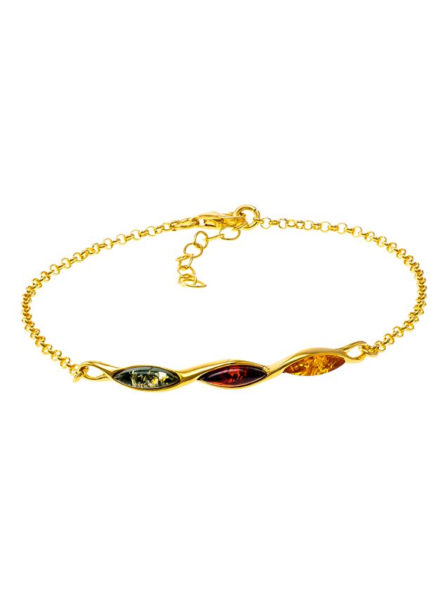 D029-305   Multicolour amber and gold plated silver bracelet