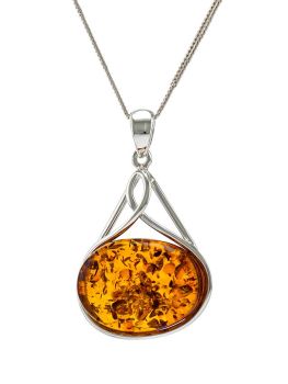 P089 214  Baltic cognac Amber and sterling silver pendant