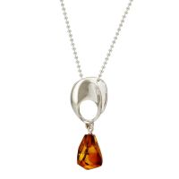 P081-237   Scandi Silver Cognac Amber Pendant