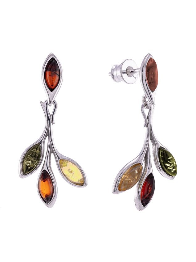Multicolour Amber marquise cut drop stud earrings