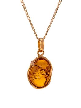 P096 - 230 Amber and gold plated silver pendant