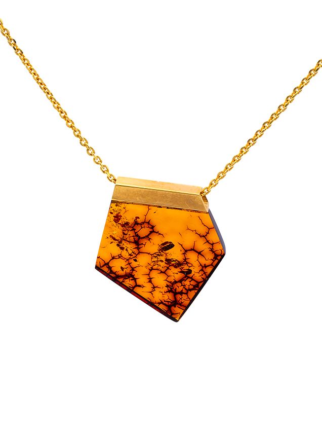 M014 - 204 - Cognac Amber and Goldplated necklet