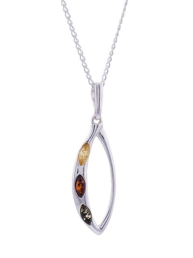 P102 - 219 Multicolour Amber and sterling silver pendnat on sterling silver