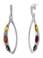 E115 - 103 Multicolour Amber and sterling silver stud earrings