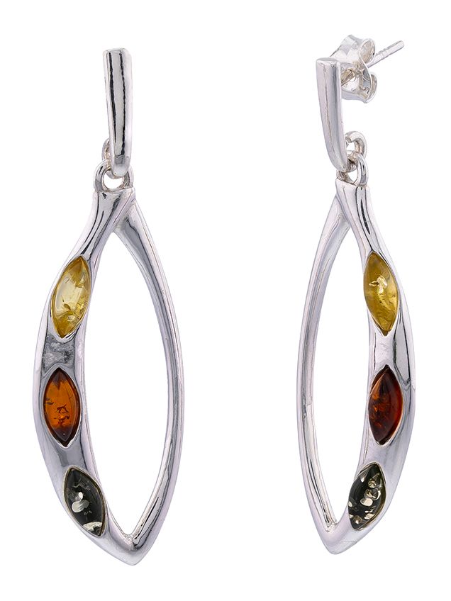 E115 - 103 Multicolour Amber and sterling silver stud earrings