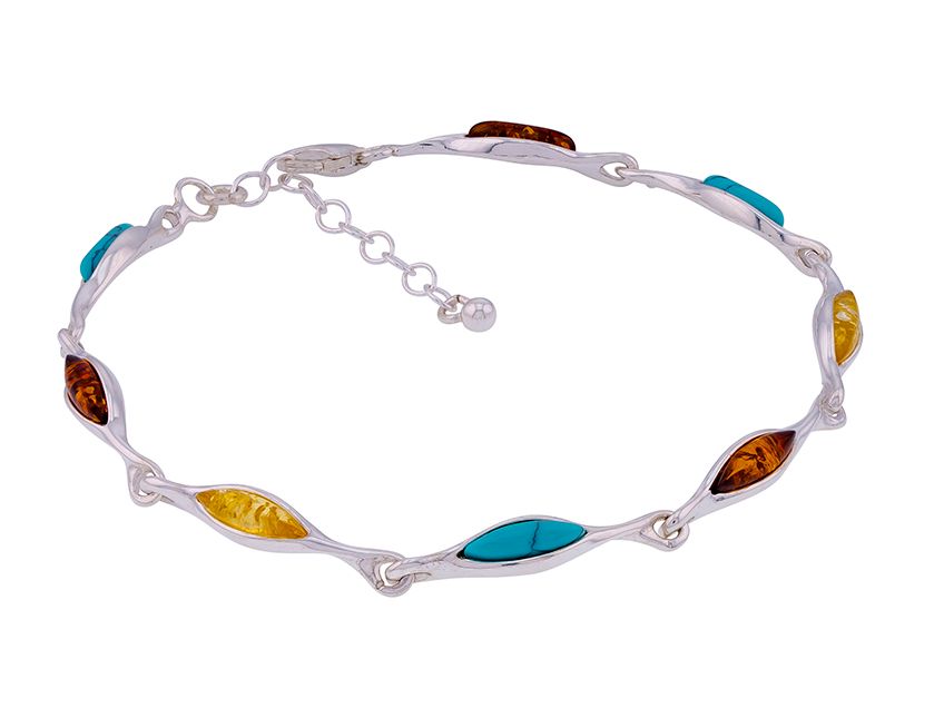 D035 - 316 Multicolour Amber and Turquoise bracelet