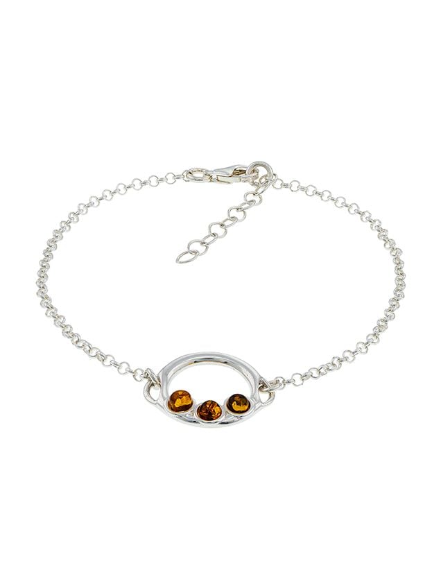 D037 - 317 Cognac Amber Silver friendship  bracelet