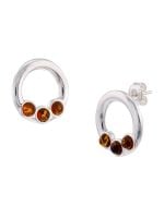 F036 - 431 Cognac Amber and silver stud earrings.
