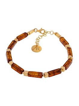 D038 - 319 Cognac amber & gold plated silver bracelet